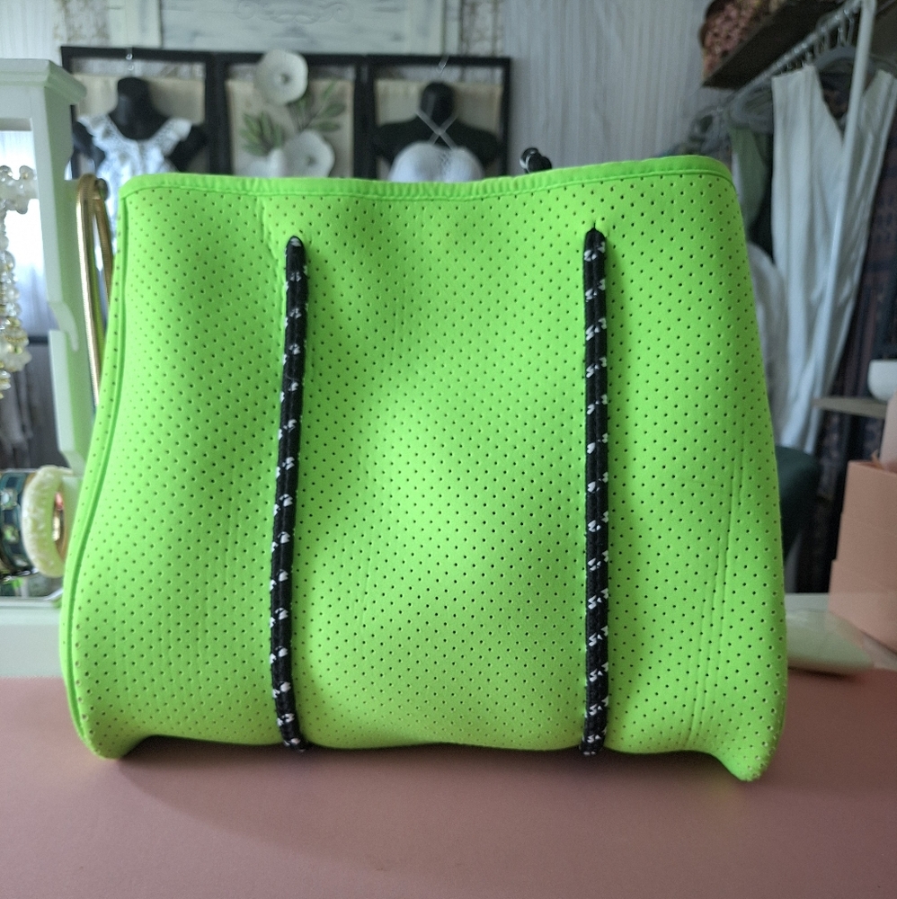 Lime Green Perforated Tote Bag